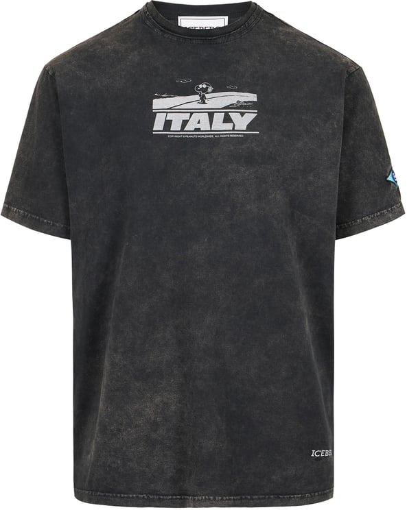 Iceberg Relaxed style, graphic attitude: the black Peanuts T-shirt