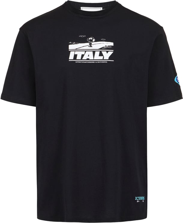 Iceberg Relaxed fit black T-shirt with Peanuts prints and Iceberg embroidery