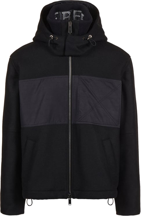 Iceberg Comfort fit black jacket in cloth and technical nylon