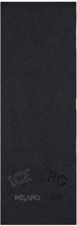 Iceberg Melange grey scarf in corn stitch with embroidery