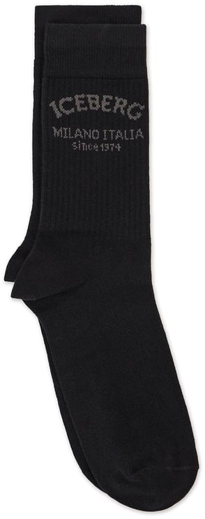 Iceberg Black cotton socks with Iceberg Milano Italia logo