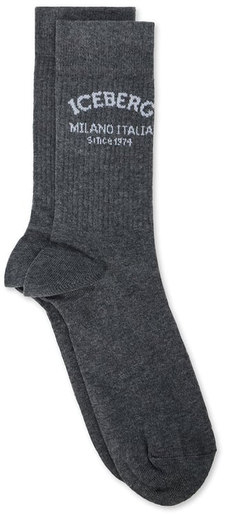 Iceberg Grey melange cotton socks with Iceberg Milano Italia logo