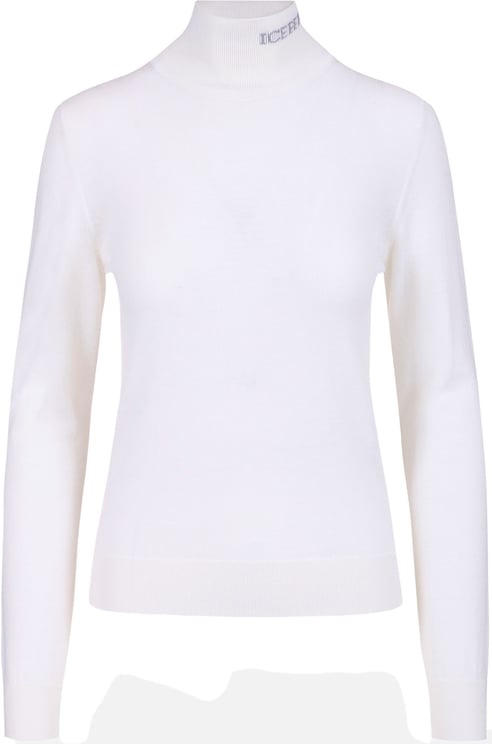Iceberg Ivory turtleneck sweater in extra-fine Merino wool with Iceberg logo inlaid on the collar