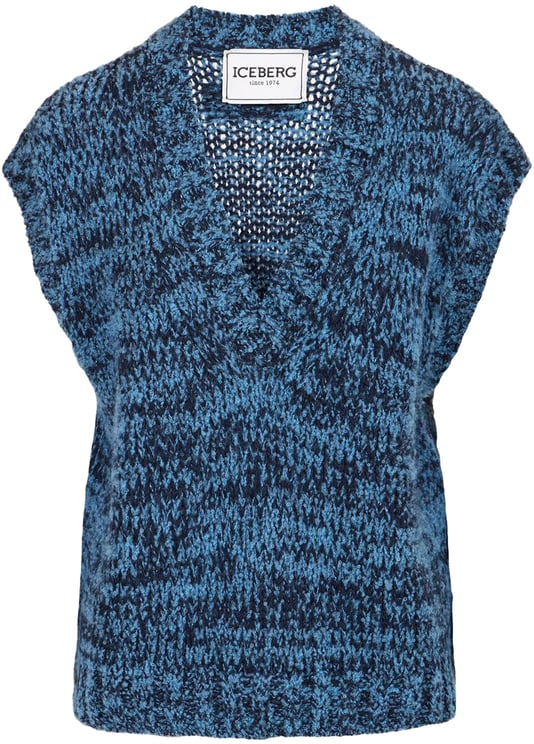 Iceberg Multicolor vest in a wool-alpaca blend stocking stitch