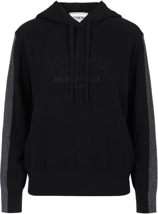 Iceberg Black Cashmere Wool Hoodie