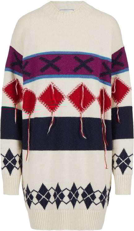 Iceberg Comfort fit knit dress: contrasting geometries and striking yarn