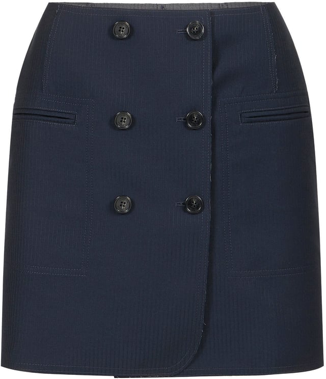 Iceberg Reversible miniskirt in blue and grey pinstripe fabric