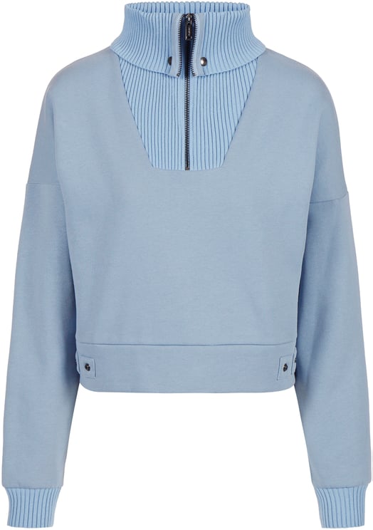 Iceberg Cropped sweatshirt in sustainable brushed fabric with maxi knitted collar