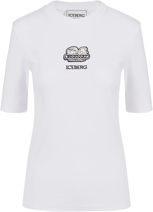 Iceberg Slim fit ribbed T-shirt with Snoopy patch and embroidered logo