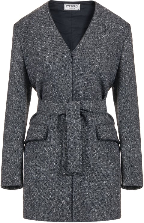 Iceberg Fashion fit boucl� dress with V-neck and double-face belt