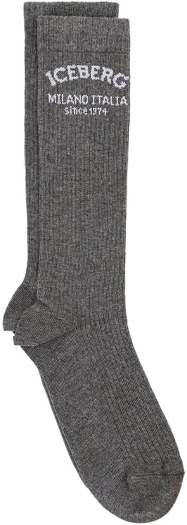 Iceberg Grey melange sock with jacquard Iceberg logo