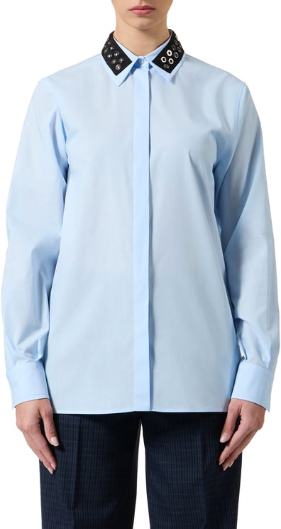 Iceberg Comfort fit light blue shirt with grosgrain details
