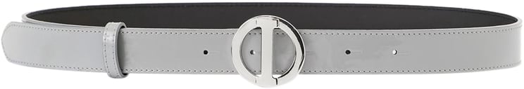Iceberg Faeda light grey leather belt with metal monogram logo buckle