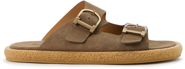 Iceberg Military green-colored slippers with double buckle