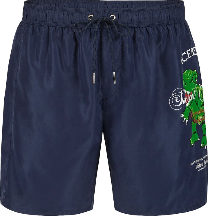 Iceberg Classic blue boxer swim shorts with graphic print