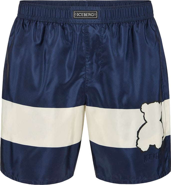 Iceberg Classic blue boxer swim shorts with contrasting stripes