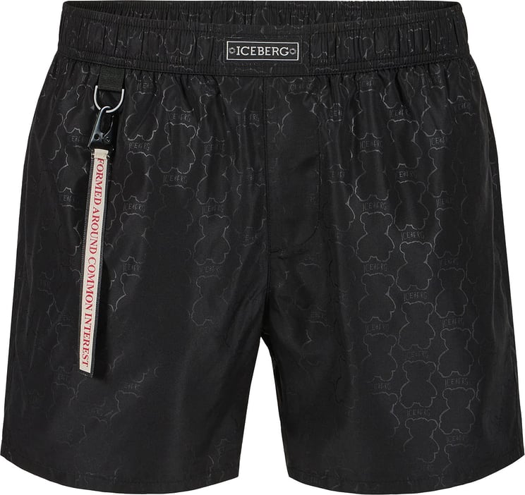 Iceberg Black boxer swim shorts with zippered detail