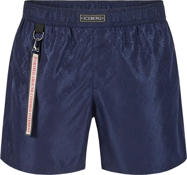 Iceberg Classic blue boxer swim shorts with zippered detail