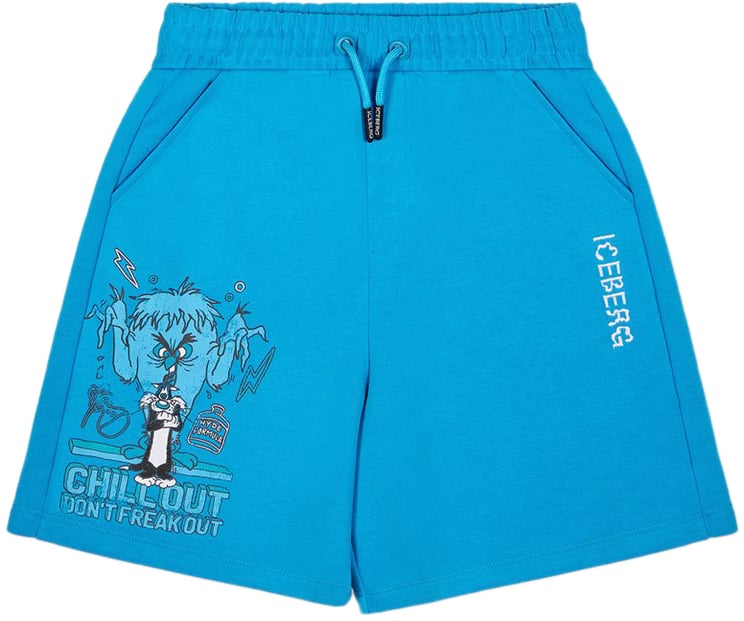 Iceberg KIDS - Light turquoise Bermuda shorts in fabric for boys