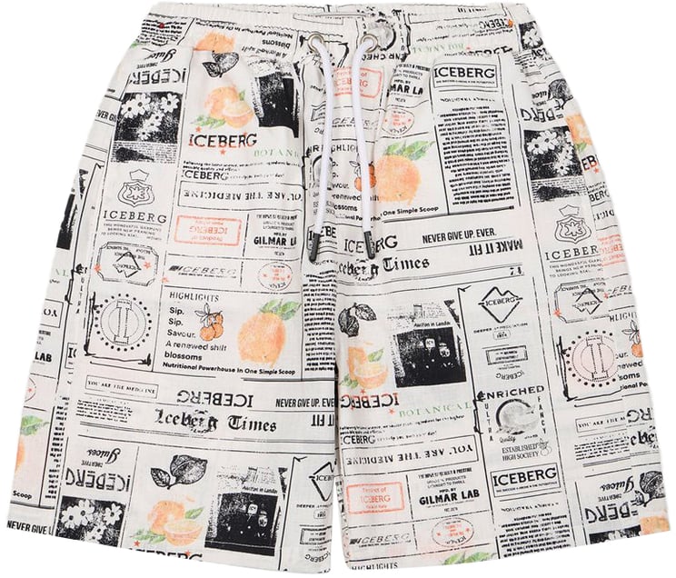 Iceberg KIDS - Cream-colored Bermuda shorts for boys with graphic print