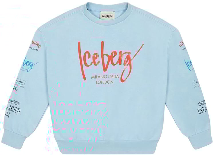 Iceberg KIDS - Light blue sweatshirt for boys with graphic print