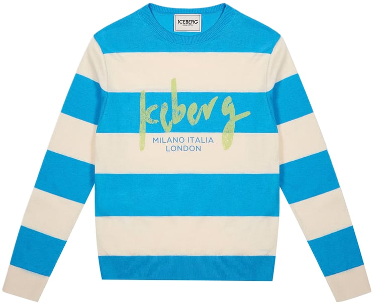Iceberg KIDS - Light turquoise striped sweatshirt for boys