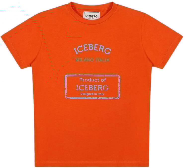 Iceberg KIDS - Bright orange T-shirt for boys with print