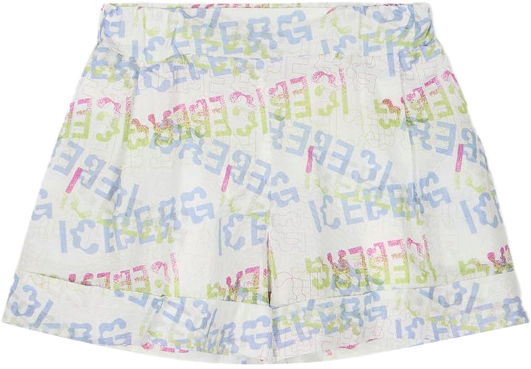 Iceberg KIDS - Optic white shorts in patterned fabric for girls
