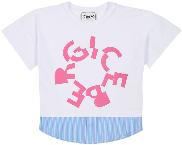 Iceberg KIDS - Optic white jersey T-shirt for girls with print