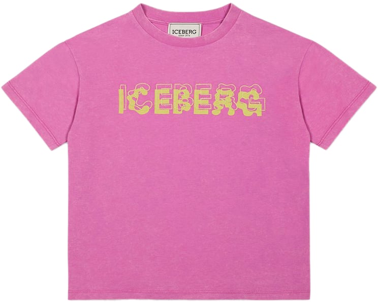 Iceberg KIDS - Hydrangea-colored jersey T-shirt for girls with logo