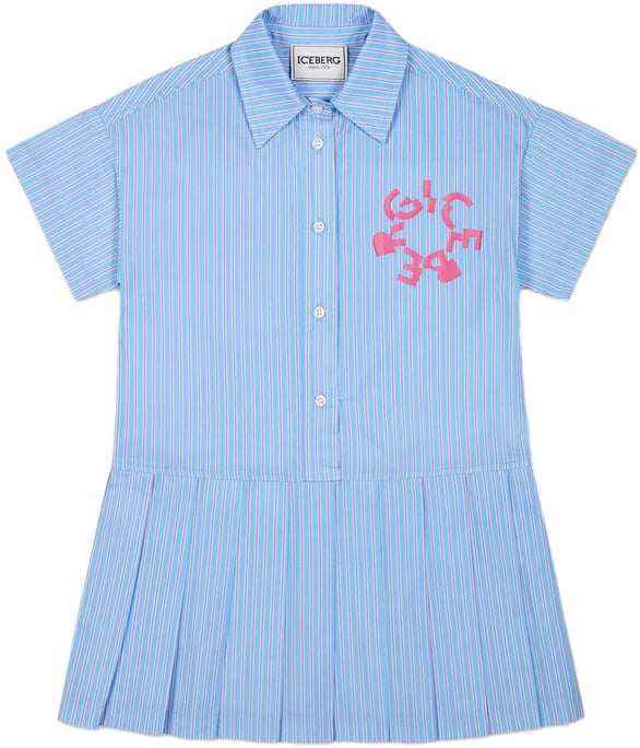 Iceberg KIDS - Light blue dress for girls with graphic detail