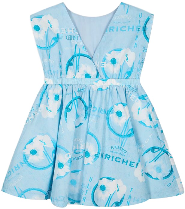 Iceberg KIDS - Light turquoise dress for girls with pattern