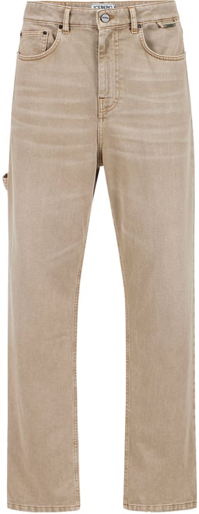 Iceberg Beige carpenter pants with 5-pockets in bull denim