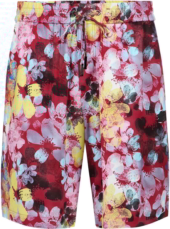 Iceberg Regular fit Bermuda shorts with a pattern on a red background, made from viscose