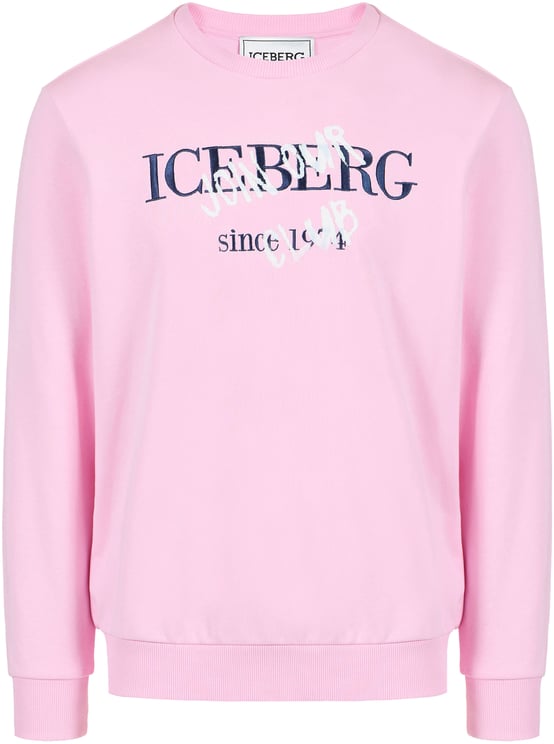 Iceberg Pink slim fit crew neck sweatshirt, made from a fleece fabric