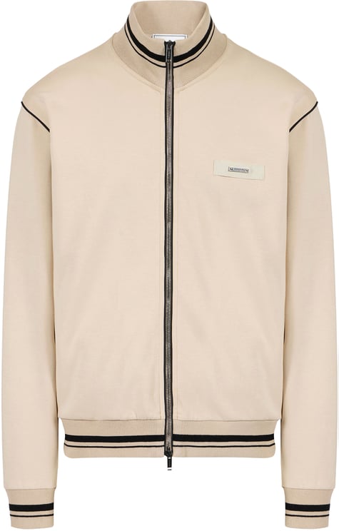 Iceberg Beige slim fit sweatshirt featuring a high collar, crafted from a cotton blend scuba fabric