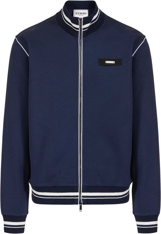 Iceberg Black slim fit sweatshirt featuring a high collar, crafted from a cotton blend scuba fabric