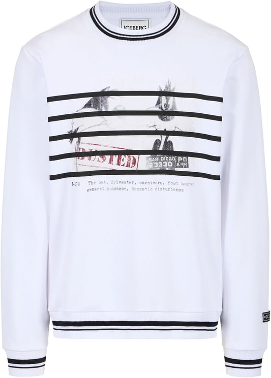 Iceberg Optic white regular fit sweatshirt in cotton fleece blend with Looney Tunes print