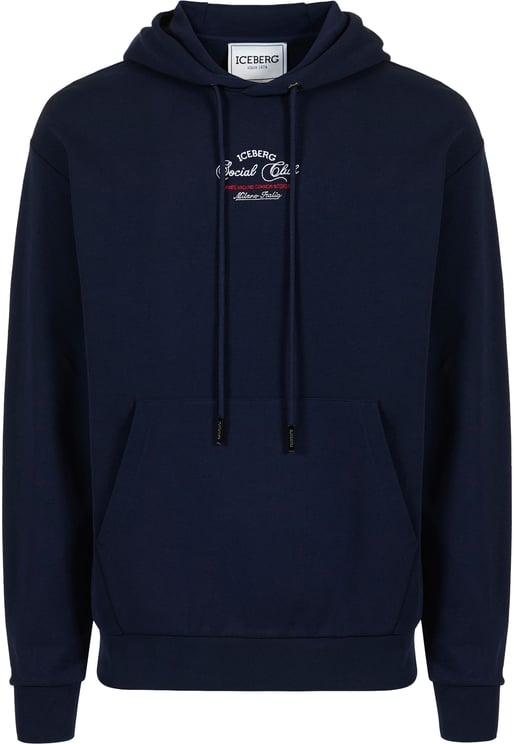 Iceberg Regular fit blue cotton fleece crew neck sweatshirt