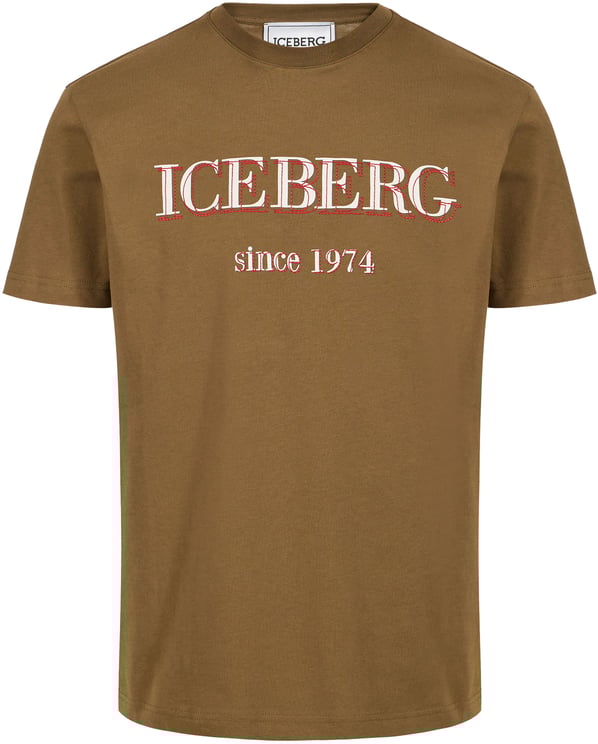 Iceberg Khaki oversized T-shirt in cotton jersey, featuring the Iceberg logo embroidery