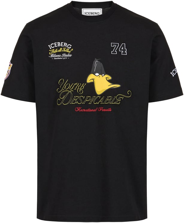 Iceberg Regular fit black cotton jersey T-shirt with Looney Tunes