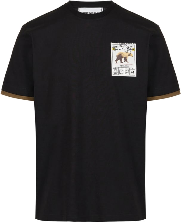 Iceberg Regular fit black cotton jersey T-shirt with Social Club print