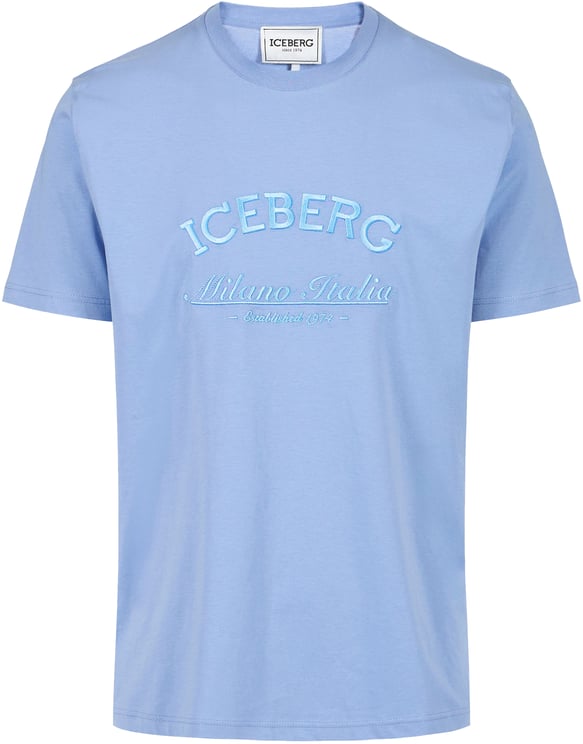 Iceberg Classic regular fit powder blue T-shirt in sustainable cotton jersey