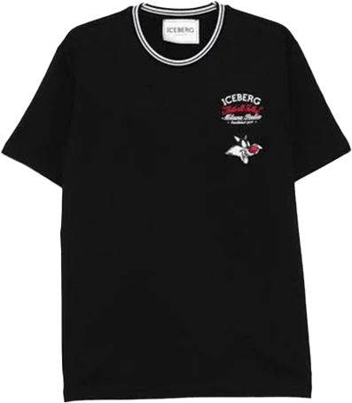 Iceberg Regular fit black cotton jersey T-shirt with Looney Tunes