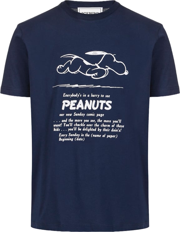 Iceberg Classic regular fit blue T-shirt in sustainable cotton jersey with peanuts print