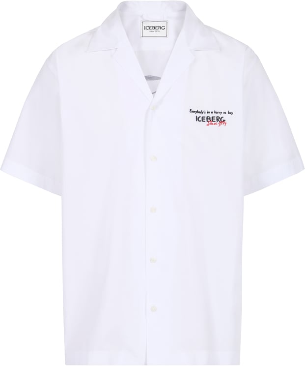 Iceberg Comfort fit optic white cotton poplin shirt featuring a Peanuts print