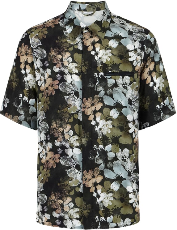 Iceberg Regular fit patterned red-background shirt in viscose, featuring a floral print