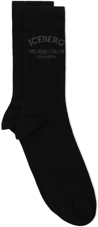Iceberg Black cotton socks with the Iceberg Milano Since 1974 logo