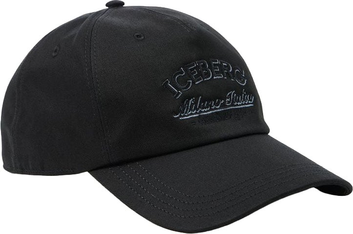 Iceberg Black cotton gabardine baseball cap with Iceberg embroidery