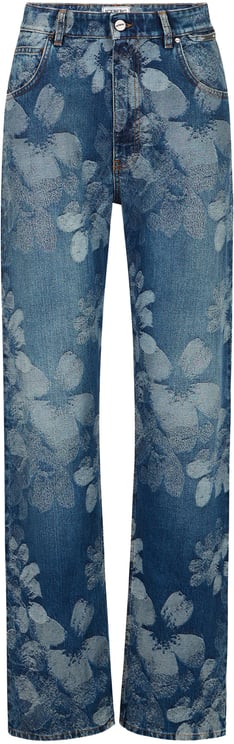 Iceberg Indigo 5-pocket denim pants in floral jacquard with a straight-leg fit